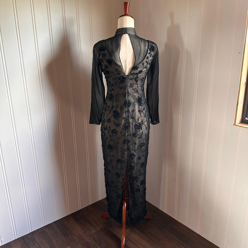 Vintage Adrianna Papell Silk Beaded Dress 4 image 7