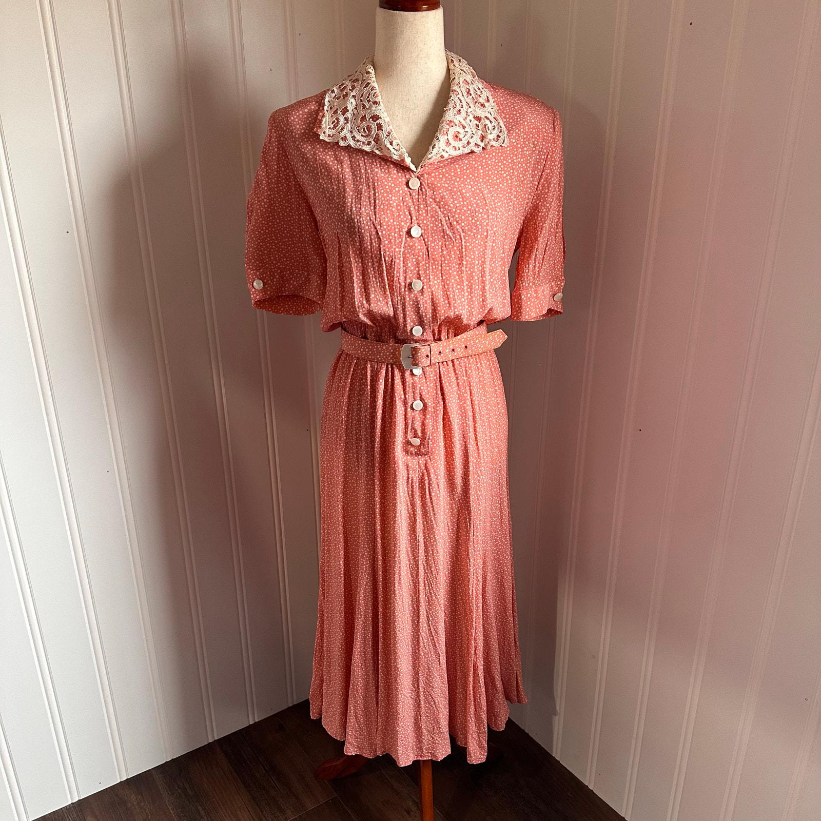 pink polka dot draped lace up back midi dress Petal and Pup Women's Ayana Midi Dress main image 0