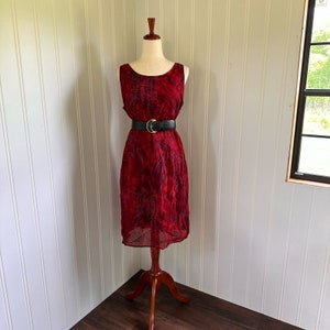 Vintage 90s Boho Red Midi Dress size 14