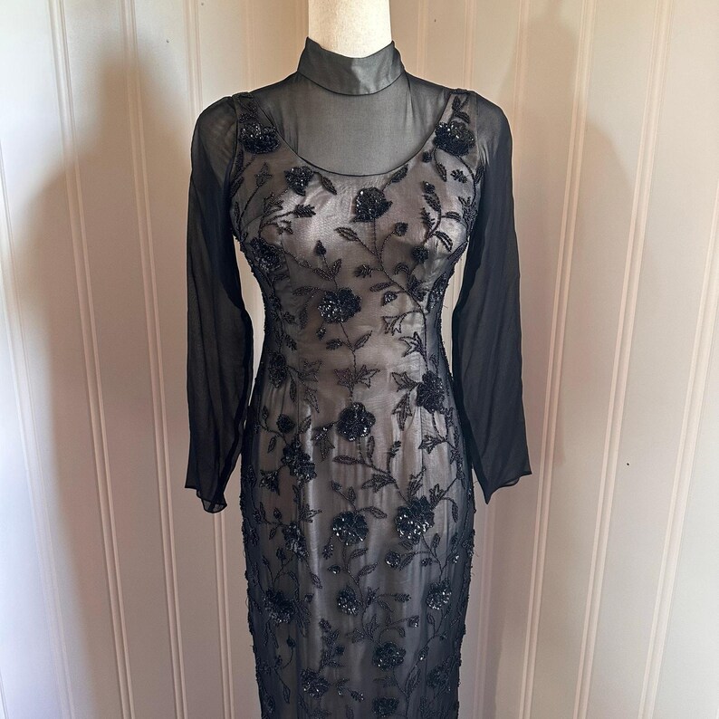 Vintage Adrianna Papell Silk Beaded Dress 4 image 2