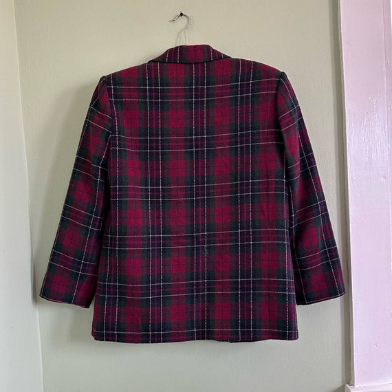 Vintage 90s Red Green Plaid Blazer size med - image 5