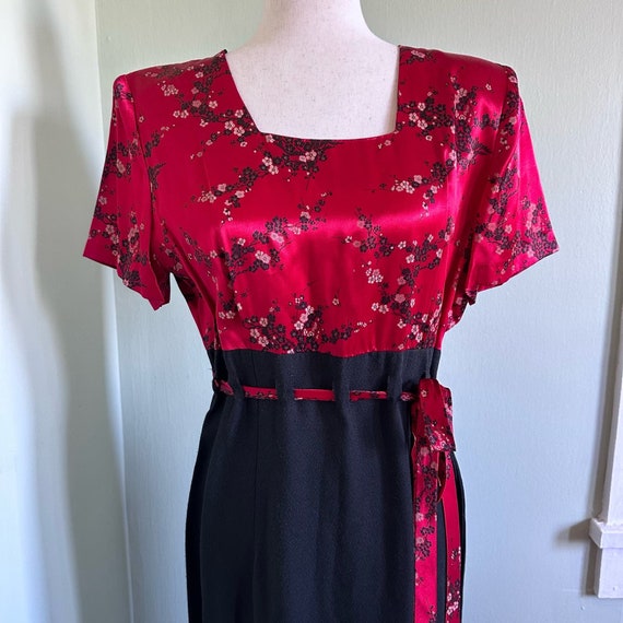 Vintage 90s Red Black Maxi Dress size 13/14 - image 4