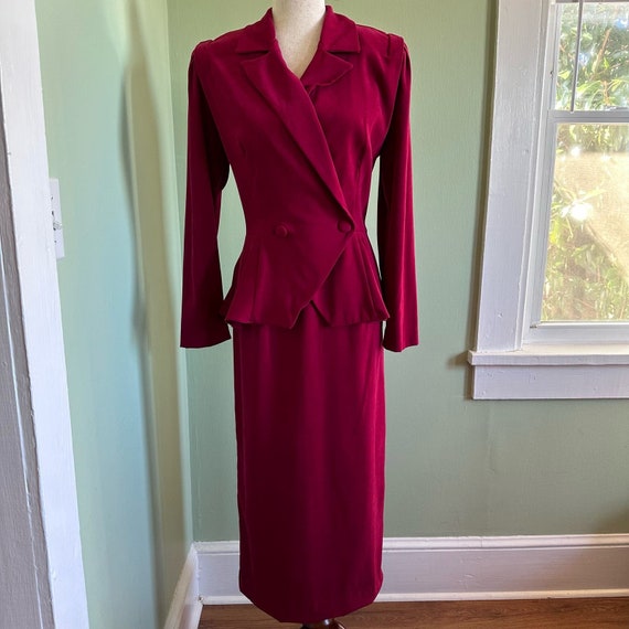 Vintage 80s/90s Lauren Michaels Red Maxi Dress si… - image 1