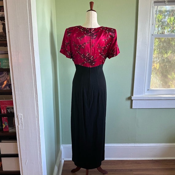 Vintage 90s Red Black Maxi Dress size 13/14 - image 7