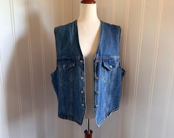 Vintage 80s/90s Mens Blue Ridge Parkway Denim Vest L