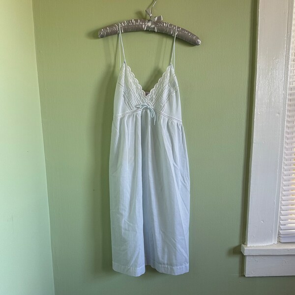 VTG Heiress Light Blue Babydoll Teddy Nightgown Size Small