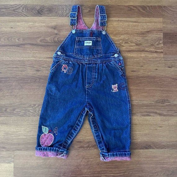 Vintage 90s/Y2K OshKosh Girls Denim Overalls size… - image 2