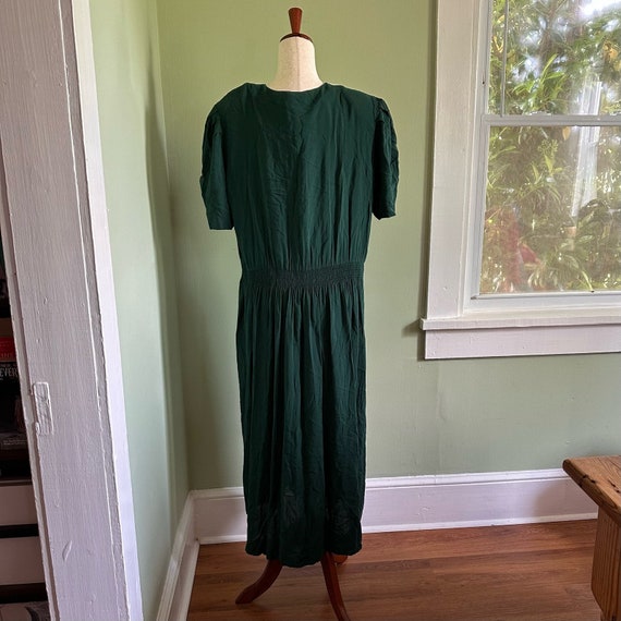 Vintage 90s Cottagecore Collared Green Maxi Dress… - image 4
