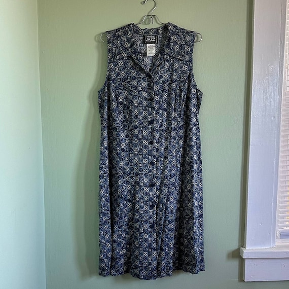 Vintage 90s Volup Blue Sleevless midi Dress size … - image 1