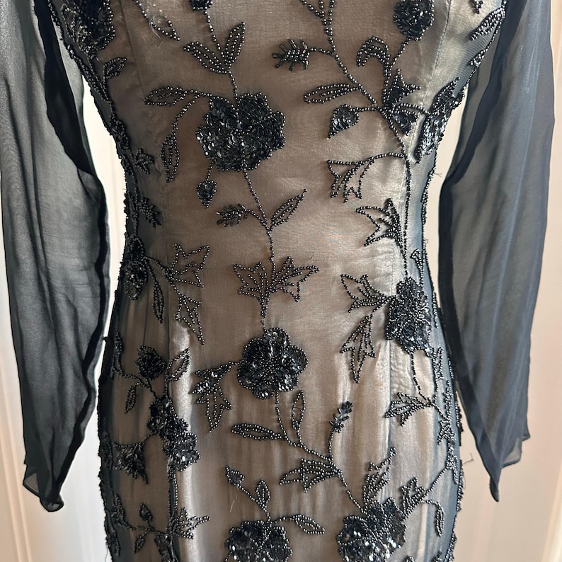 Vintage Adrianna Papell Silk Beaded Dress 4 image 5