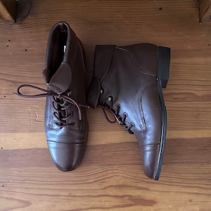 Vintage 90s Maine Woods Brown Leather Prairie Ankle Boots 7.5