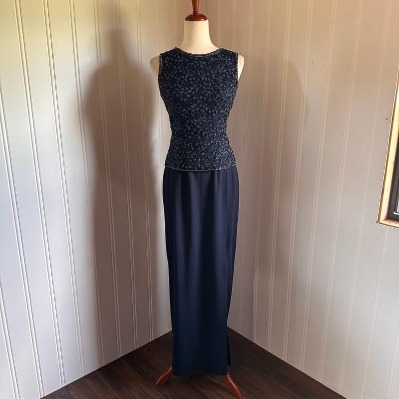 Vintage Adrianna Papell Blue Beaded Skirt Set 6 Bild 1