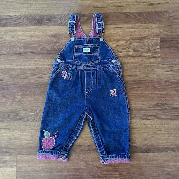 Vintage 90s/Y2K OshKosh Girls Denim Overalls size… - image 1