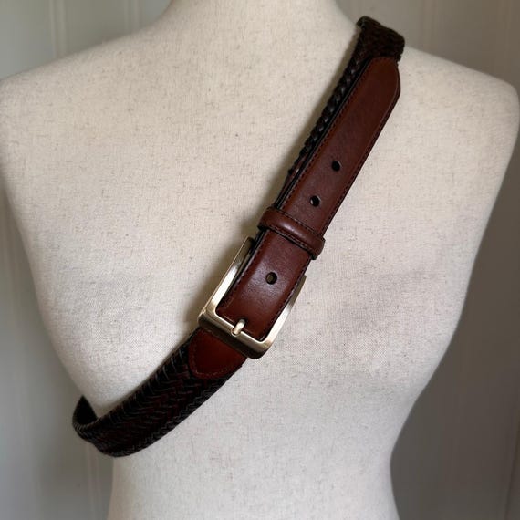 Vintage 90s Western Braided Brown Leather Belt 38 - Etsy