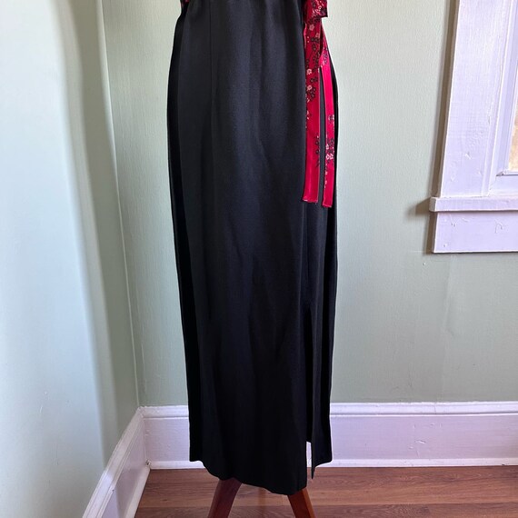 Vintage 90s Red Black Maxi Dress size 13/14 - image 6