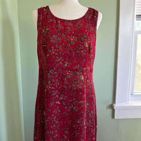 Vintage 90s/Y2K Whimsigoth Red Floral Maxi Dress … - image 6