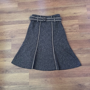 Vintage Belted Brown Midi Skirt size 6