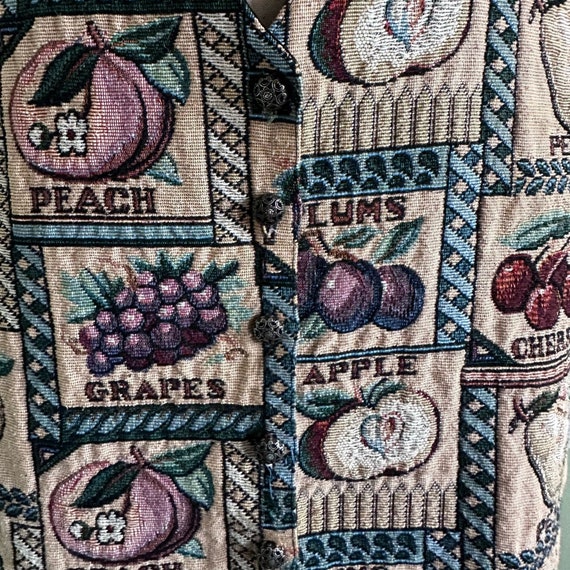 Vintage 90s Cottagecore Fruit Tapestry XL - image 3