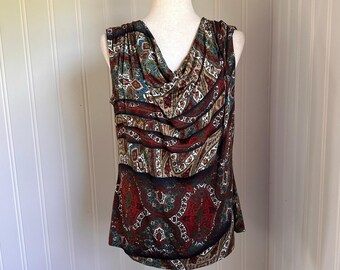 Vintage Y2K Boho Cowl Neck Top L