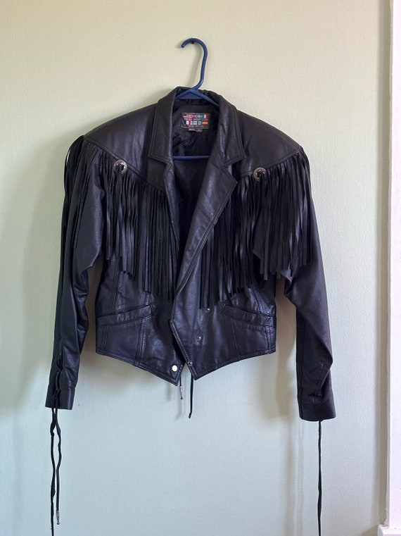 VTG Fringe Genuine Leather Jacket Size Sm