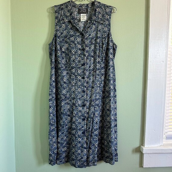 Vintage 90s Volup Blue Sleevless midi Dress size … - image 2