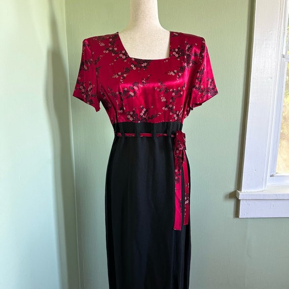 Vintage 90s Red Black Maxi Dress size 13/14 - image 3