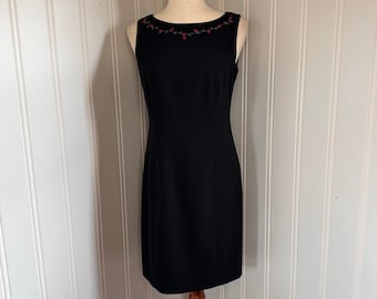 Vintage 90s Whimsigoth Black Floral Mini Dress 4