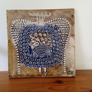 Placa de azulejos de pared Vintage Lisa Larson, Lady (Dam) de la serie &quot;Unik&quot;, Gustavsberg, coleccionable estampada