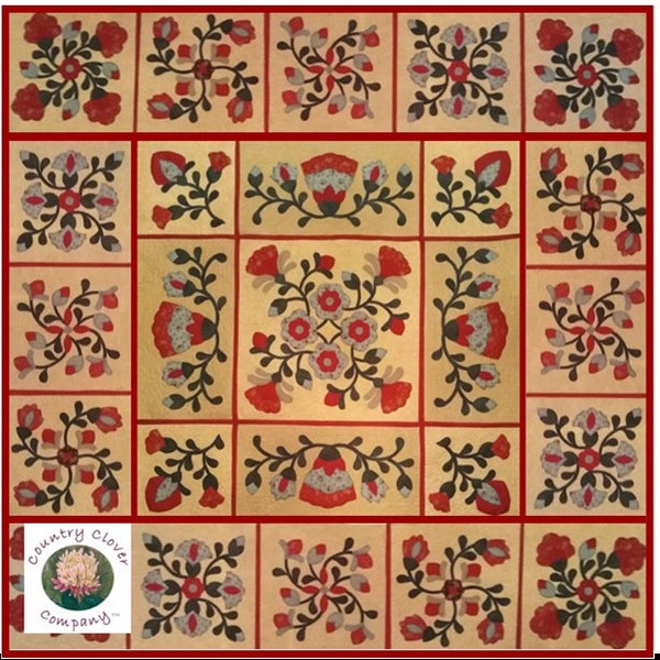 Baltimore Quilt PDF Pattern 70" x 70" Traditional New England Style