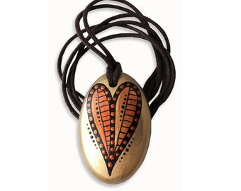 Handmade Necklace Boho-style - Heart - Golden - Abstract - Dot Paint - Hand Paint - Perfect Gift - Love - Best Friend - Mother