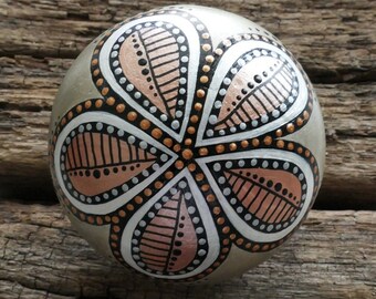 Mandala Stone - Dot paint - Hand Made - Metallic - Flower - Shiny - Abstract -Gift - Birthday - Mothers Day - Friend - Love - Memorial