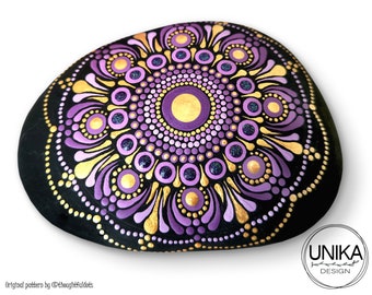 Hand Painted Mandala - Stone - Rock - Pebble - Dot Paint - Shiny - Gift - Friend - Love - Birthday - Mothers Day - Wedding - Memorial