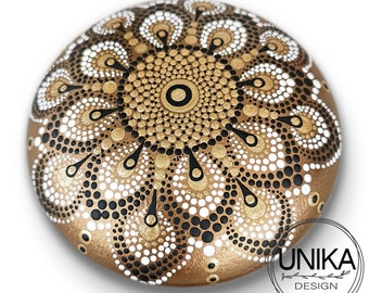 Hand Painted Mandala - Stone - Rock - Pebble - Dot Paint - Shiny - Gift - Friend - Love - Birthday - Mothers Day - Wedding - Memorial