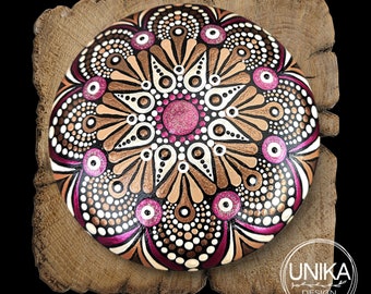Hand Painted Mandala - Stone - Rock - Pebble - Dot Paint - Shiny - Gift - Friend - Love - Birthday - Mothers Day - Wedding - Memorial