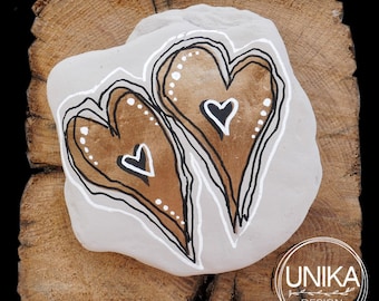 Hand Painted Heart Stone - Rock - Metallic - Shiny - Gold - Gift - Birthday - Mother - Friend - Love - Wedding - Memorial