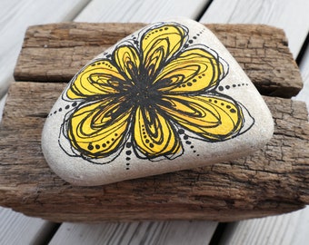 Hand Painted Stone - Abstract Flower - Rock - Gift - Birthday - Mother - Friend - Love - Wedding - Memorial