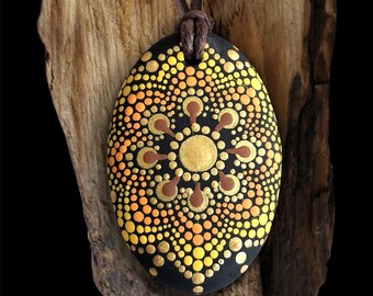 Handmade Necklace Boho-style - Sunflower  - Golden - Abstract - Dot Paint - Hand Paint - Perfect Gift - Love - Best Friend - Mother