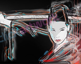 Wall Art - Kill Bill O-Ren Ishii - Panoramic Canvas Stretched Print - Kill Bill Canvas