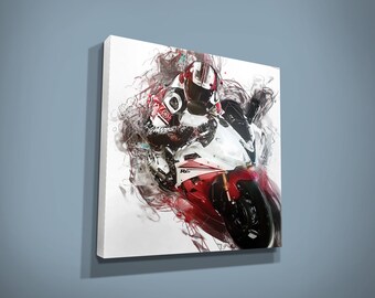Motorcycle Canvas Artwork Original Racing Motorbike Art Print