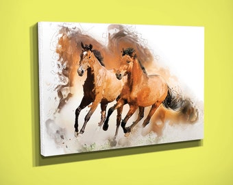 Horse Canvas Print Original Art Beautiful Horse Print Running Horses