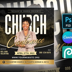 Customizable Church Flyer Template - DIY Design in Canva, Photoshop & PhotoPea - Perfect for Worship Services, Bible Studies, Church Events