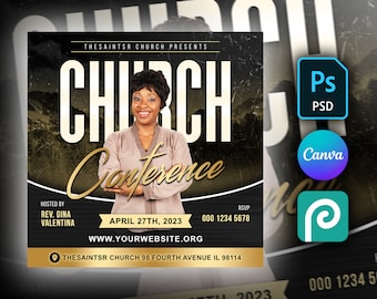 Customizable Church Flyer Template - DIY Design in Canva, Photoshop & PhotoPea - Perfect for Worship Services, Bible Studies, Church Events