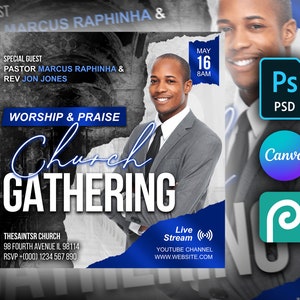 Customizable DIY Church Flyer Template - Editable in Canva, Photoshop, and PhotoPea - Great for Promoting Religious Events and Activities