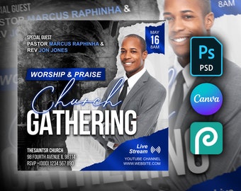 Customizable DIY Church Flyer Template - Editable in Canva, Photoshop, and PhotoPea - Great for Promoting Religious Events and Activities