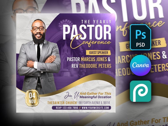 Elegant Church Flyer Template - Editable in Canva, Photoshop, and PhotoPea - Perfect for Religious Services, Bible Studies, and More