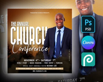 DIY Christian Flyer Design Template for Photoshop, Canva, and PhotoPea. Fully Editable, Easy to Customize - Great for Church Announcements