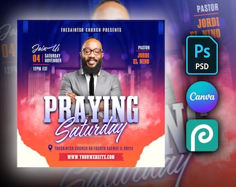 Church Flyer Design - DIY Template in Canva, Photoshop & PhotoPea - Elegant Editable Template for Worship Services, Bible Studies, and More.