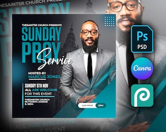 DIY Church Flyer Template - Editable in Canva, Photoshop, and PhotoPea - Perfect for Religious Events and Community Outreach Programs