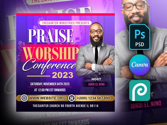 Religious Flyer DIY Design Template - Editable in Canva, Photoshop, and PhotoPea - Perfect for Church Announcements and Special Events