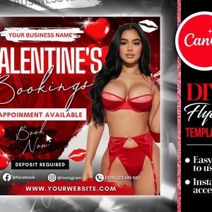 Valentines Day Bookings Flyer, Book Now Flyer, February Appointment Flyer, DIY Valentines Flyer, Beauty Hair Nails Boutique Flyer template